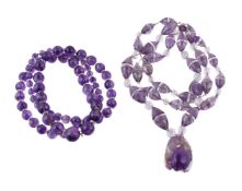 An amethyst and rock crystal bead necklace