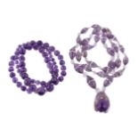 An amethyst and rock crystal bead necklace