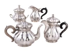 An Italian silver coloured four piece tea service by Bruno & Cesare Zaramella