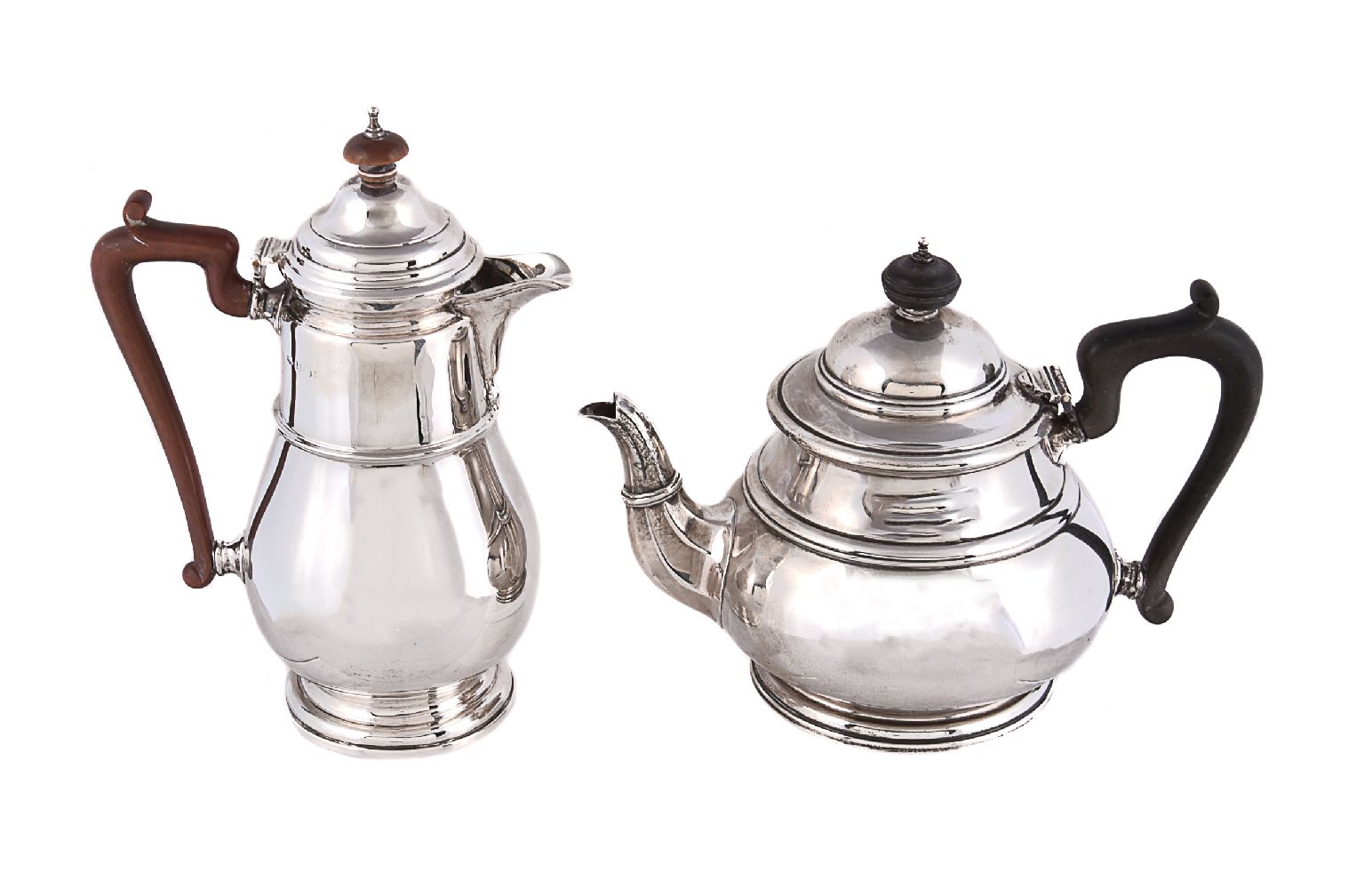 A silver baluster tea pot and coffee jug by Mappin & Webb