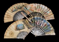 ϒ An ivory and four mother of pearl fans or parts