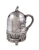 A Victorian silver novelty preserve or mustard pot by Hilliard & Thomason