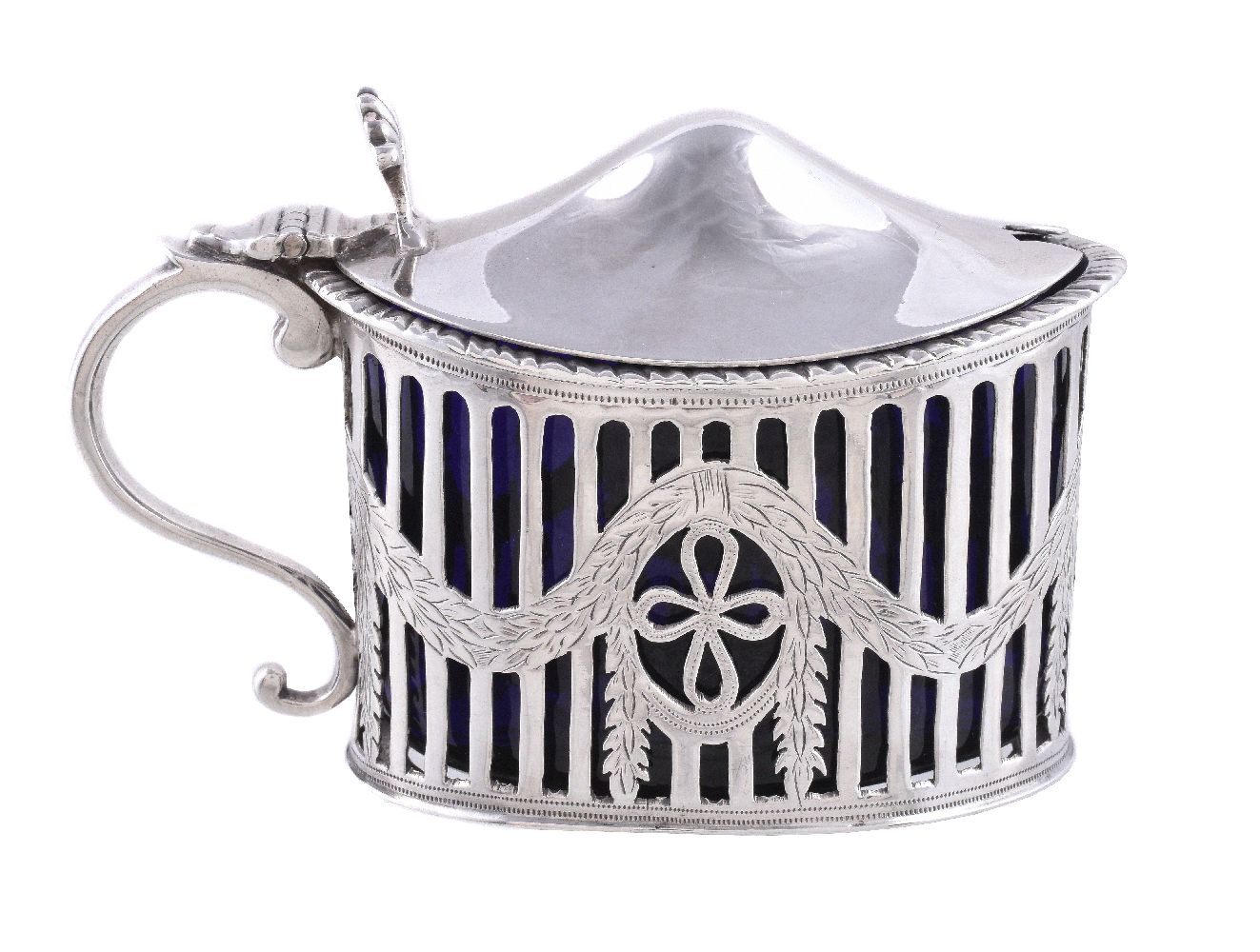 An Edwardian silver straight-sided oval mustard pot by Charles Stuart Harris - Image 2 of 2