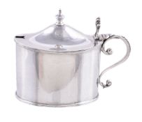 A late Victorian silver straight-sided oval mustard pot by William Henry Skinner