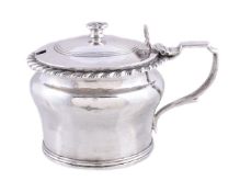 A William IV silver inverted baluster mustard pot by John Evans II