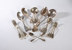 A matched silver fiddle pattern table service