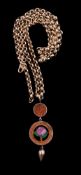 A late Victorian goldstone glass pendant