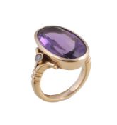 An amethyst and diamond ring