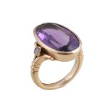 An amethyst and diamond ring