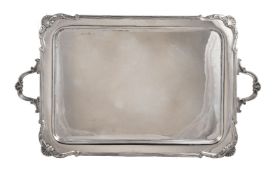 An Edwardian silver twin handled tray by Elkington & Co.