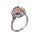 A 1970s topaz and diamond ring