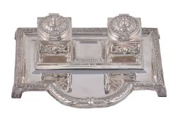 An Italian silver coloured inkstand by Varassori & Pirovano