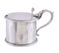 A Victorian silver drum mustard pot by Andrew Crespel & Thomas Parker