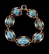 An Arts and Crafts turquoise bracelet by Murrle Bennett