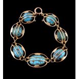 An Arts and Crafts turquoise bracelet by Murrle Bennett