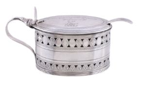 [Royalty interest] A George III silver straight-sided oval mustard pot by Robert Hennell I