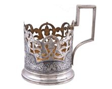 A Soviet Russian silver and niello tea glass holder