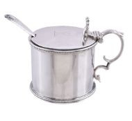An early Victorian silver drum mustard pot by Joseph Angell I & John Angell I