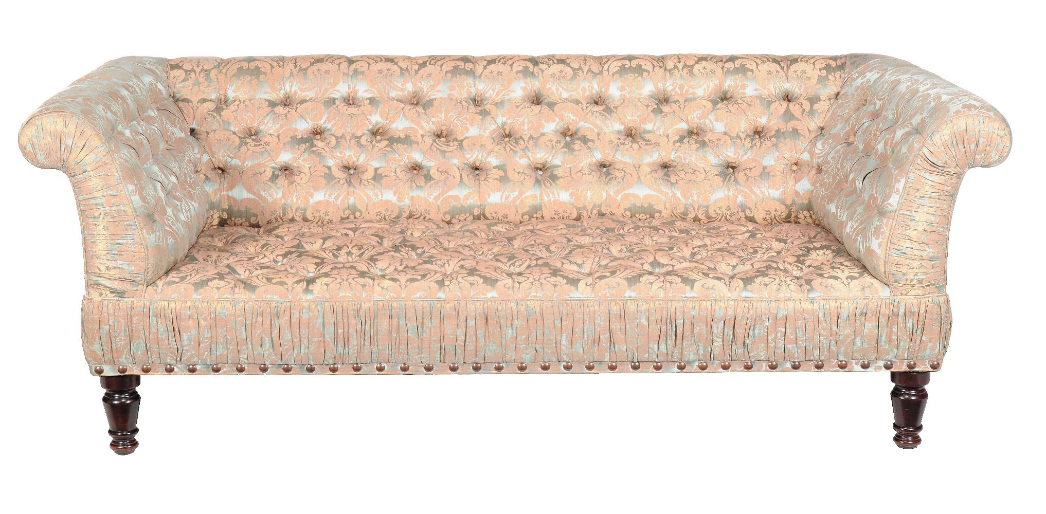 A mahogany and upholstered sofa in Victorian style