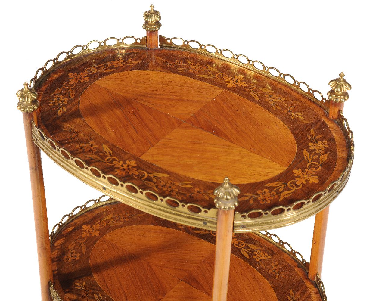 A rosewood, marquetry inlaid, and gilt metal mounted étagère - Image 2 of 2