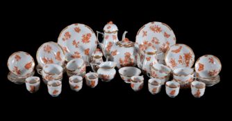 A modern Herend 'Fortuna' (rust) pattern part tea and coffee service