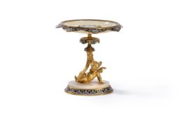 ‡ A Napoleon III champlevé enamel and gilt bronze mounted onyx centrepiece