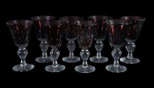 A set of eight modern amethyst wine goblets