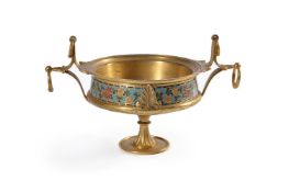 A gilt bronze and champlevé enamel tazza on stand in Neo Grec taste by Ferdinand Barbedienne