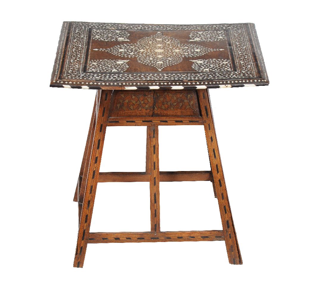 A Middle Eastern, probably Syrian, hardwood square occasional table