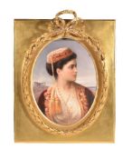 ‡ A Berlin (KPM) oval plaque of a Greek maiden before classical ruins