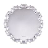 A silver shaped circular salver by Carr's of Sheffield
