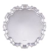 A silver shaped circular salver by Carr's of Sheffield