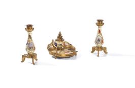 ‡ A French enamel decorated Paris porcelain and gilt metal mounted desk