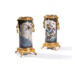 ‡ A pair of gilt metal mounted cloisonné enamel vases