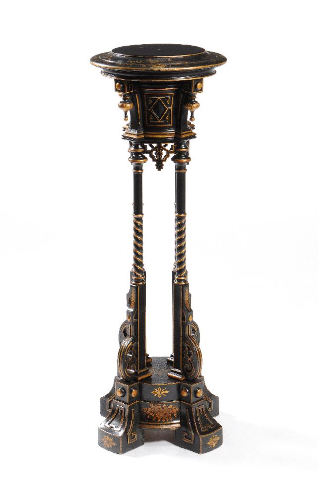 ‡ A French black and gilt japanned pedestal - Image 2 of 4