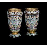 ‡ A pair of French gilt bronze and champlevé enamel vases in the Orientalist taste