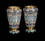 ‡ A pair of French gilt bronze and champlevé enamel vases in the Orientalist taste