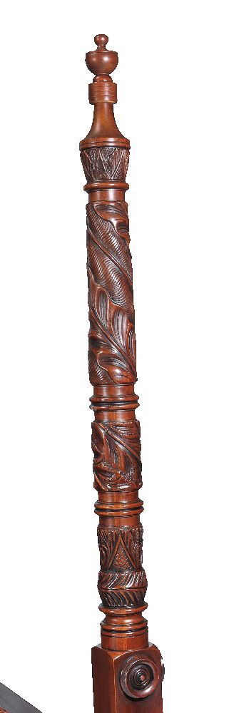 A carved hardwood and stained wood four post bed in Victorian style by Ralph Lauren - Image 3 of 3