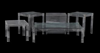 A group of Perspex tables