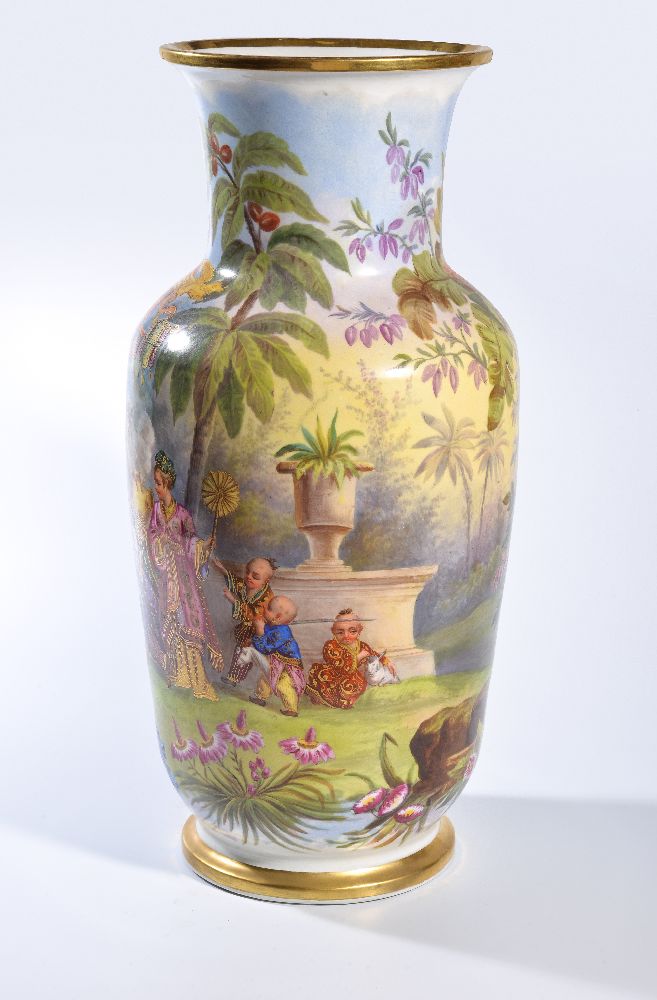 ‡ A French porcelain vase painted with Chinese figures within a temple setting - Image 3 of 4