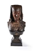 Zacharie Rimbez (French, 19th/early 20th century), a patinated and parcel gilt bronze bust of an Ott