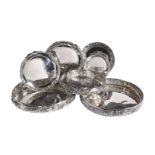 A graduated suite of four pairs of Italian silver coloured bowls by Brandimarte
