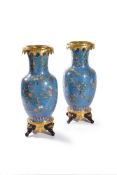 ‡ A pair of substantial French gilt bronze mounted cloisonné baluster vases in the Japonisme taste