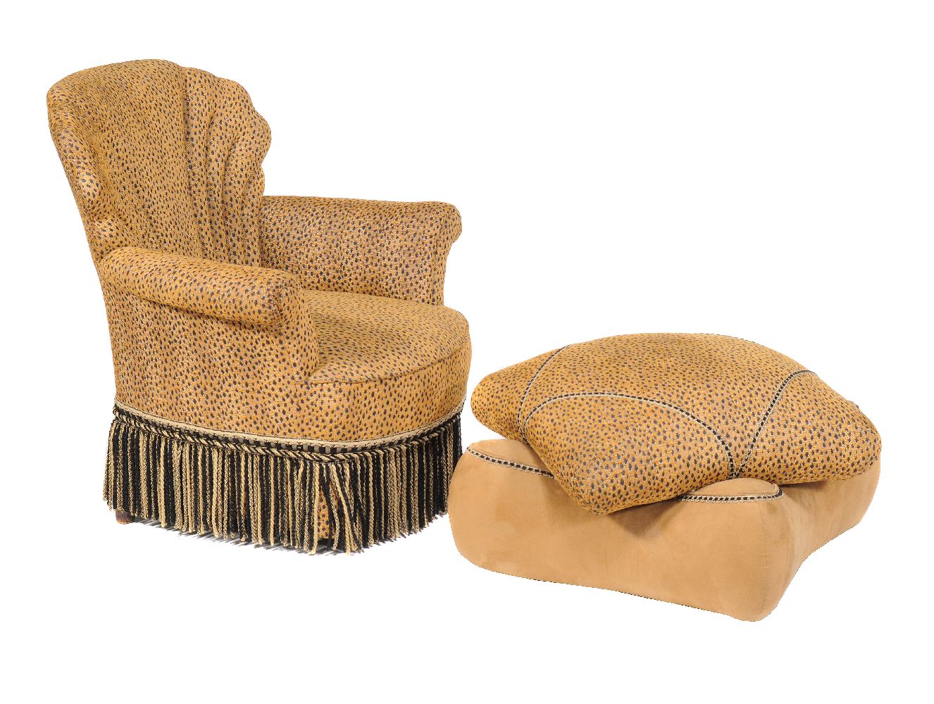A faux leopard skin upholstered armchair in Art Deco style