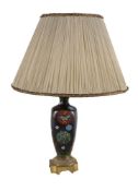 An Oriental cloisonné enamel vase fitted as a table lamp