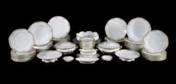 A Haviland Limoges white porcelain and gilt part dinner service