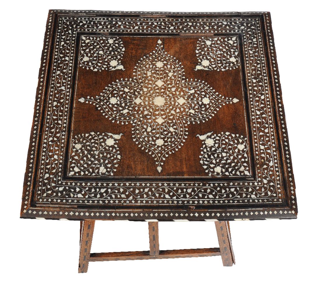 A Middle Eastern, probably Syrian, hardwood square occasional table - Image 2 of 3