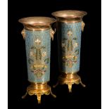 ‡ A pair of gilt bronze and champlevé enamel vases by Ferdinand Barbedienne