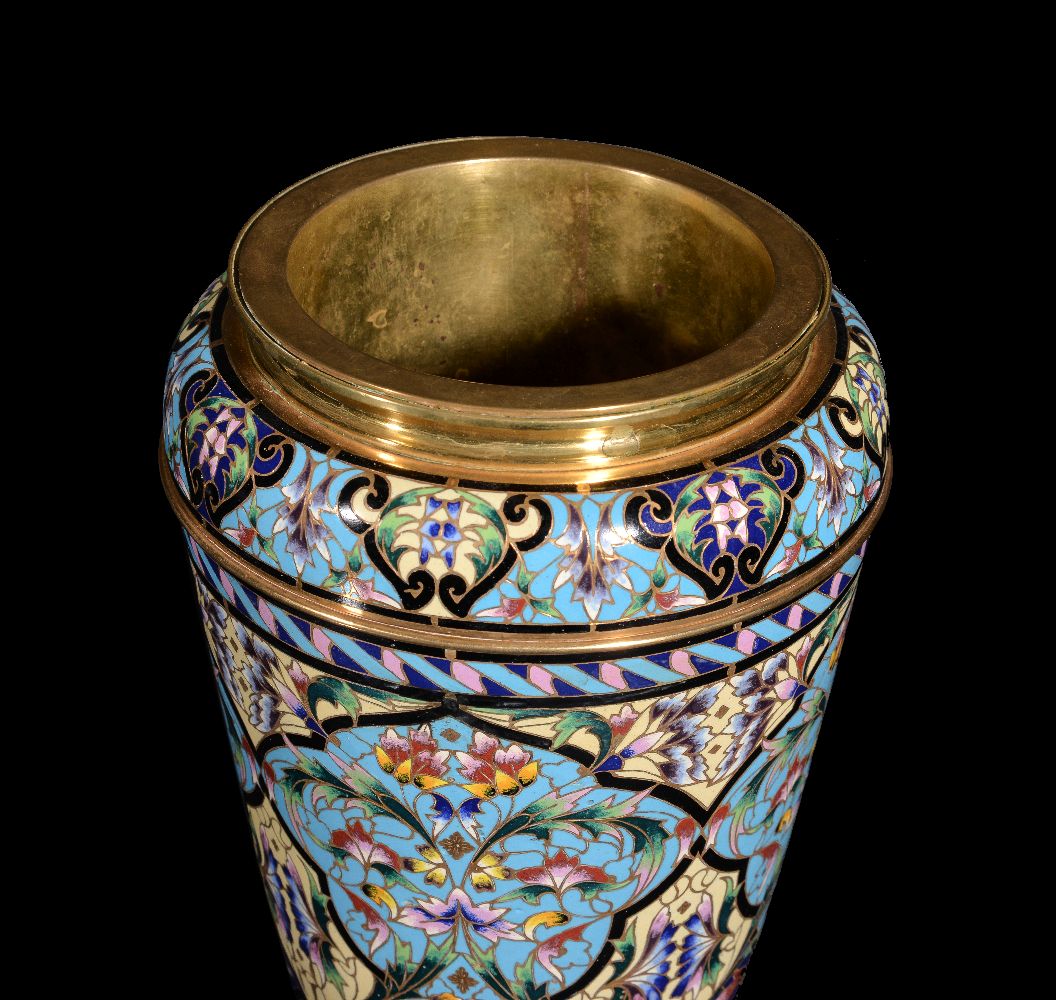 ‡ A pair of French gilt bronze and champlevé enamel vases in the Orientalist taste - Image 2 of 3