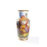 ‡ A French porcelain vase painted with Chinese figures within a temple setting